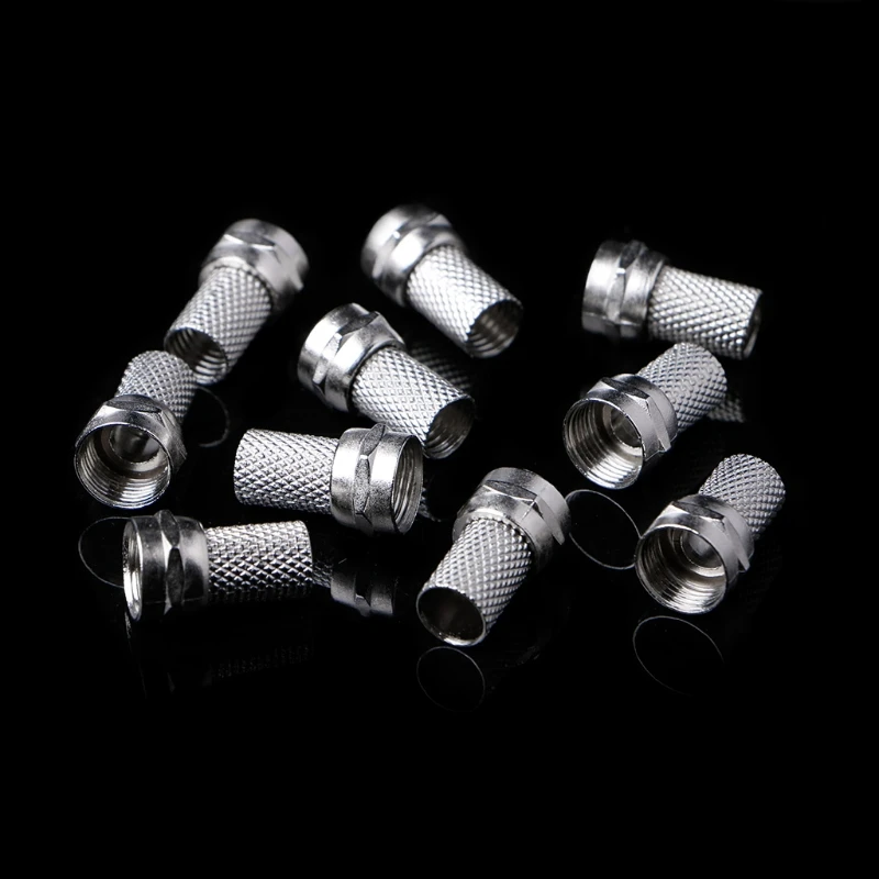 10 Pcs Screw On Type 6mm 75-5 F Plug Connector For RG6 Satellite TV Antenna Coax Cable