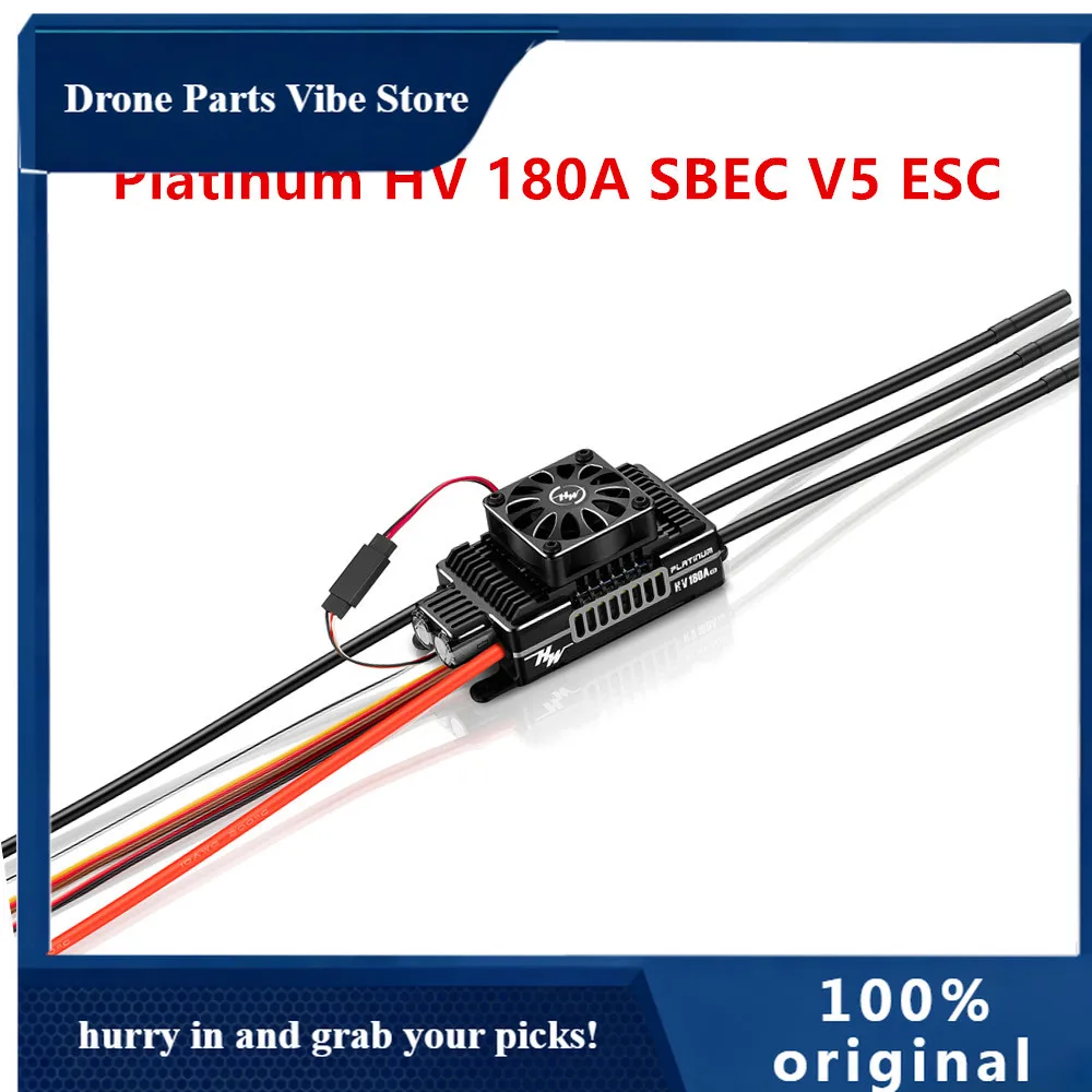 

Бесколлекторный регулятор скорости APHobbywing Platinum HV 180A SBEC V5 6-14S для электрических радиоуправляемых вертолетов/дронов класса 550-700 / самолетов с неподвижным крылом