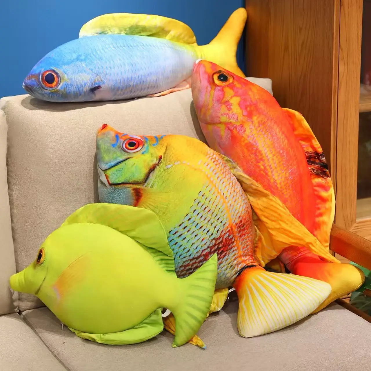 The Latest Simulation Sea Fish Pillow Kawaii Stuffed Plush Toy Doll Cartoon Anime Cute Home Children's Birthday Gift Fun Doll