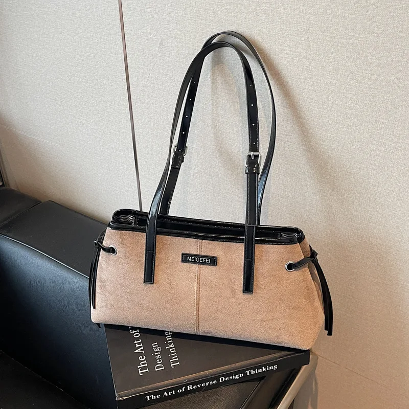 

Retro Nubuck Leather Small PU Leather Shoulder Bags for Women Winter Y2K Trend Female Fashion Underarm Bag Party Handbags