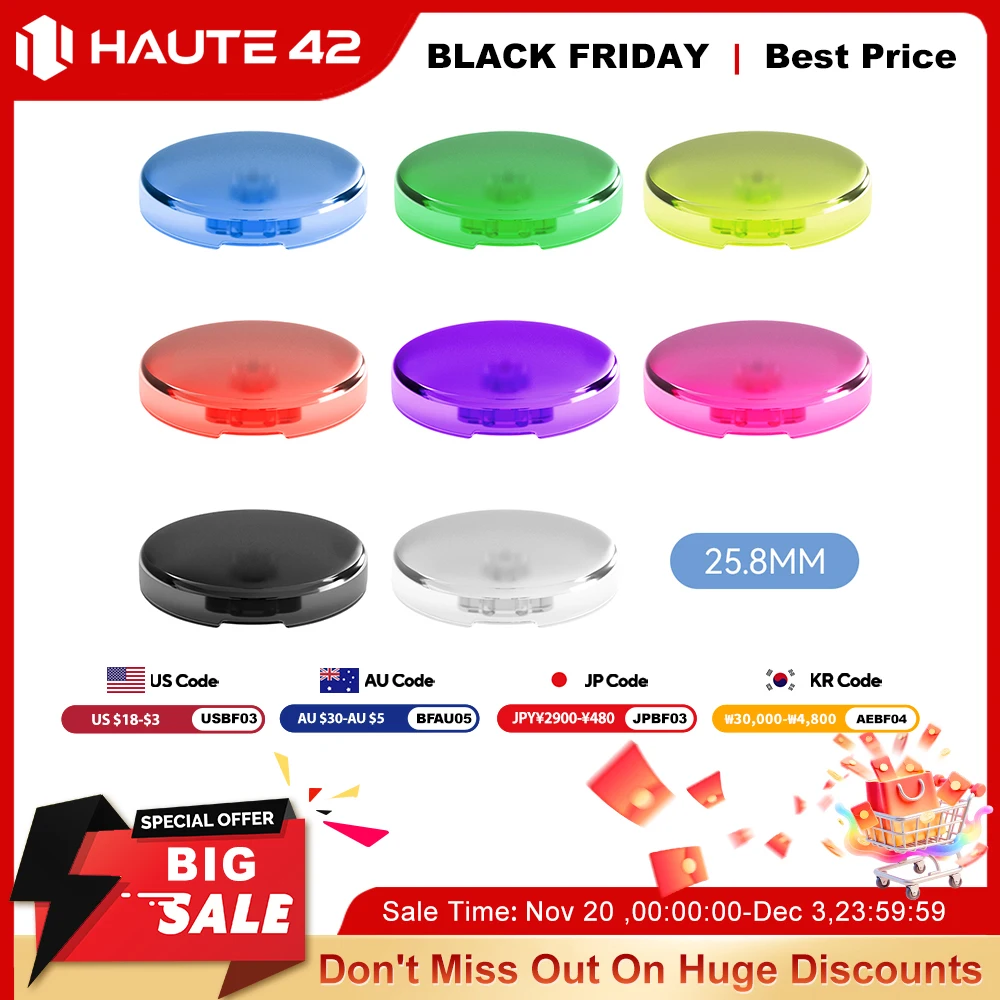 

Колпачки для клавиш Haute42 Hitbox Cross для безрычажного аркадного контроллера, колпачки для кнопок Hitbox 25,8 мм, низкопрофильные колпачки для клавиш «сделай сам» для переключателя Kailh