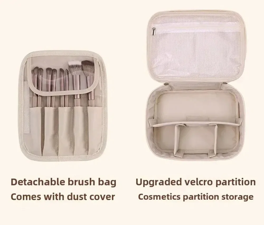 Tragbare Kosmetiktasche mit doppelter Schicht, wasserdicht, mit Reißverschluss, großes Fassungsvermögen, ideal als Organizer für Kosmetikartikel. – Detail 2