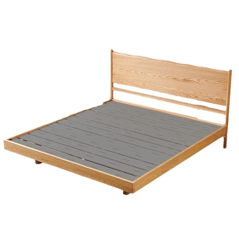 

Japanese style, suspension, solid wood bed, home, master bedroom, ash, wabi sandy wind, simple