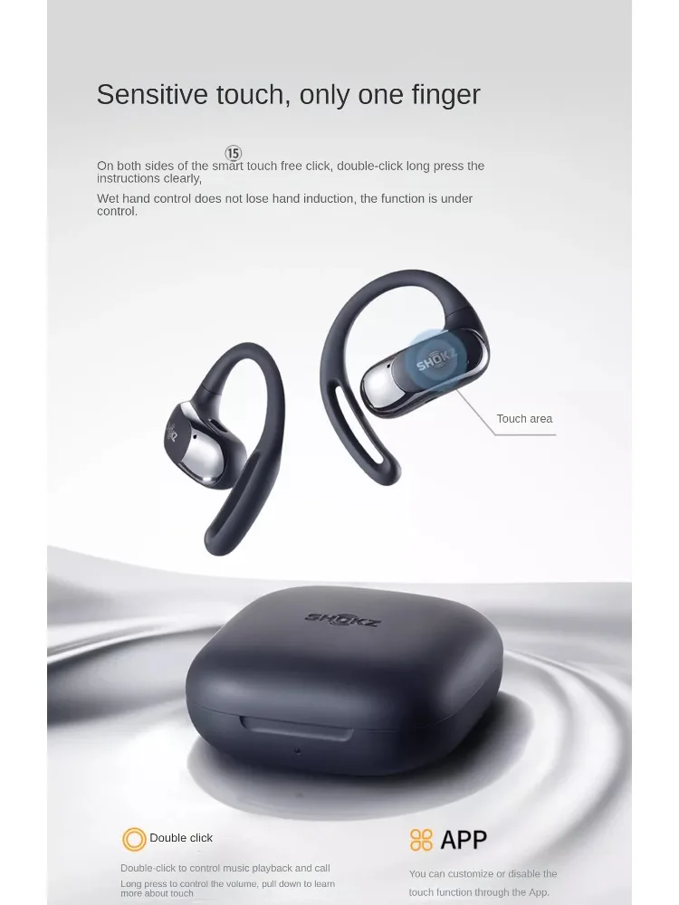 NOWE SŁUCHAWKI BEZPRZEWODOWE SHOKZ T511 OpenFit Air Open Earless Bluetooth, Słuchawki Sportowe, Połączenia HD, Redukcja Szumów, Obsługa Aplikacji — zdjęcie produktu 7