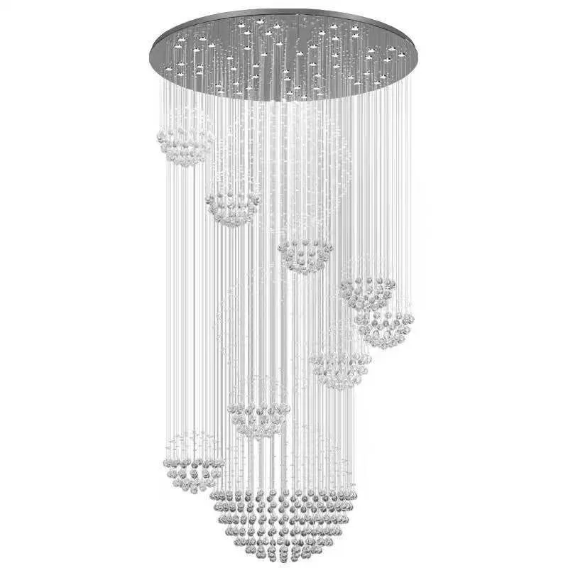 Duplex floor crystal chandelier villa crystal lamp hotel lobby living room hollow loft stairs long chandelier
