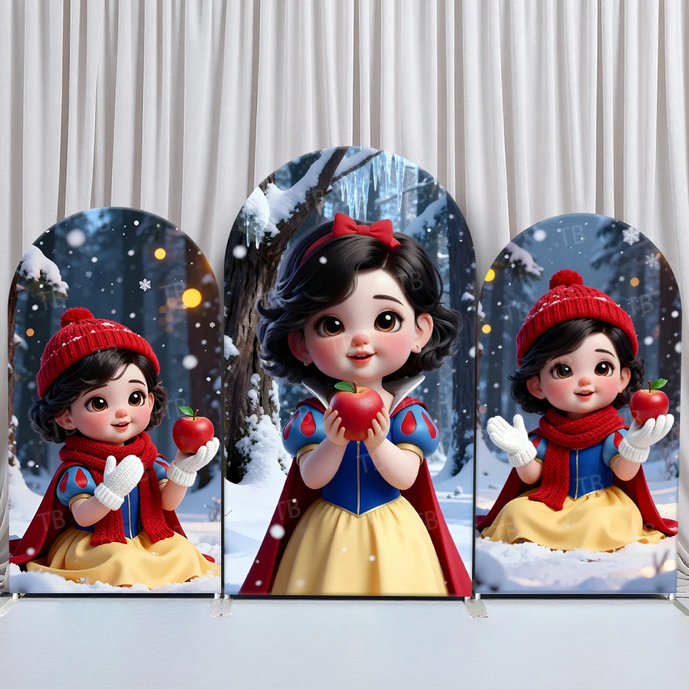 

TB Baby Snow White Arch Backdrop Cover for Baby Shower Girls Birthday Shower Party Photograph Background Decor Elastic Fabric