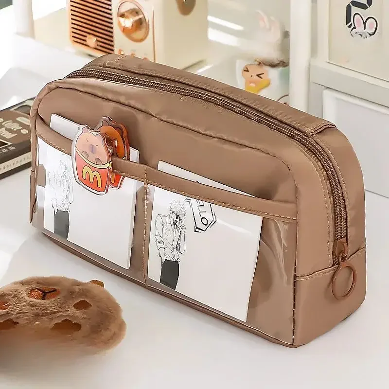 Tempat Pensil Transparan dengan Kapasitas Besar, Tas Alat Tulis Multifungsi, Desain Baru Meirad, Ideal untuk Penyimpanan