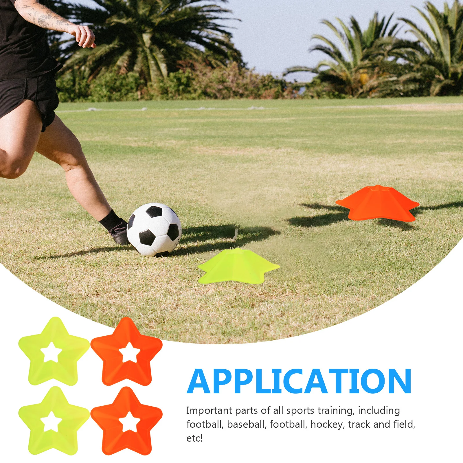 

4Pcs Soccer Training Marker Star Shape Cone Thick Stable Base Bright Yellow Green for Indoor Outdoor Football Practice
