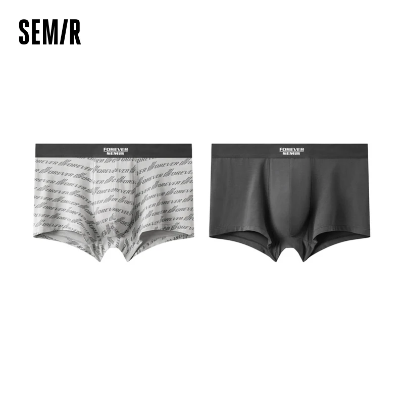 Semir Underwear Men Comfortable Boxer Briefs Skin-friendly Breathable Shorts Fashion Printed Soft Boxer Briefs