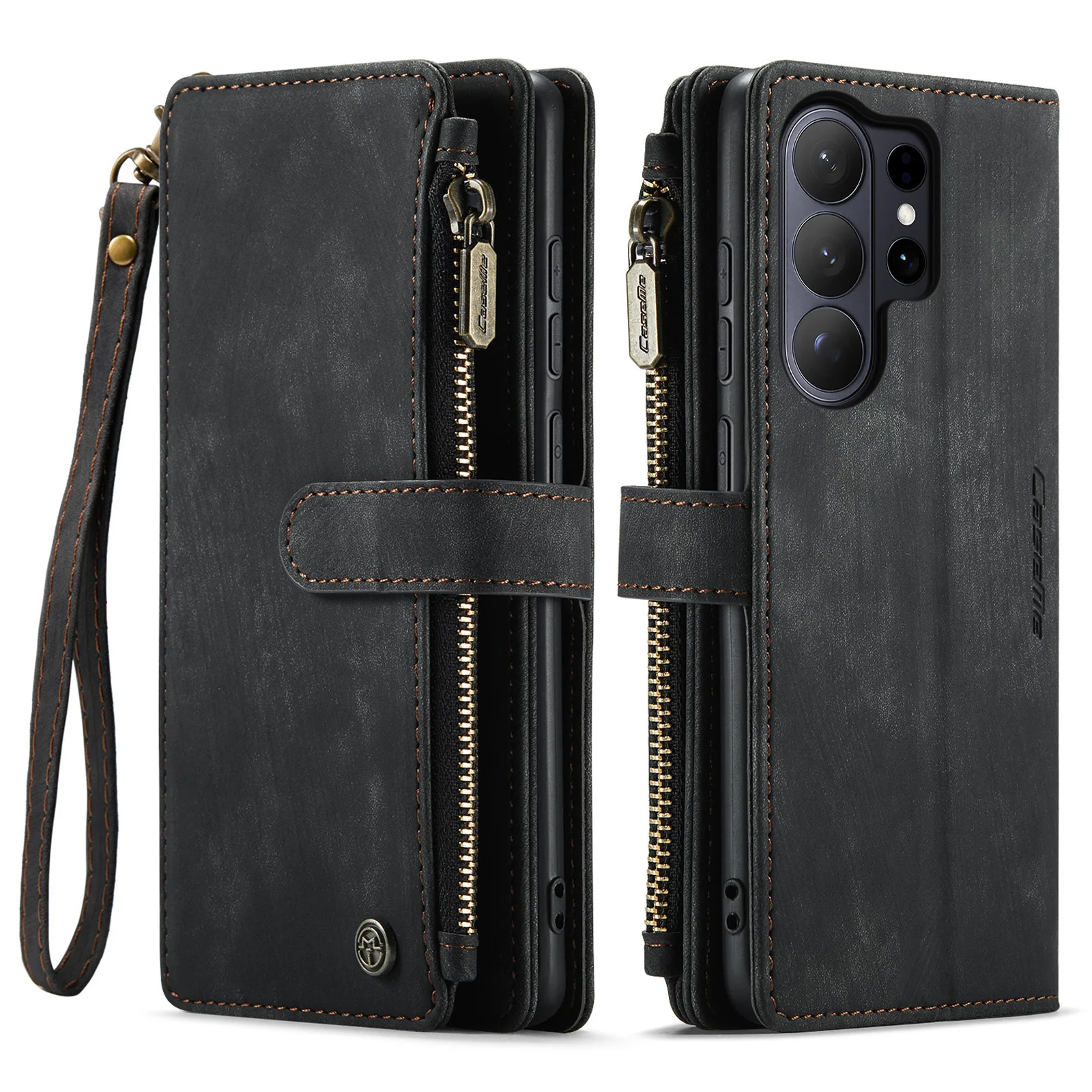 

CaseMe-C30 для Samsung GALAXY S26, S26 Plus, S26 Ultra, роскошный кожаный флип-чехол с запястьями, чехол-кошелек с отделениями для карт, защитная крышка