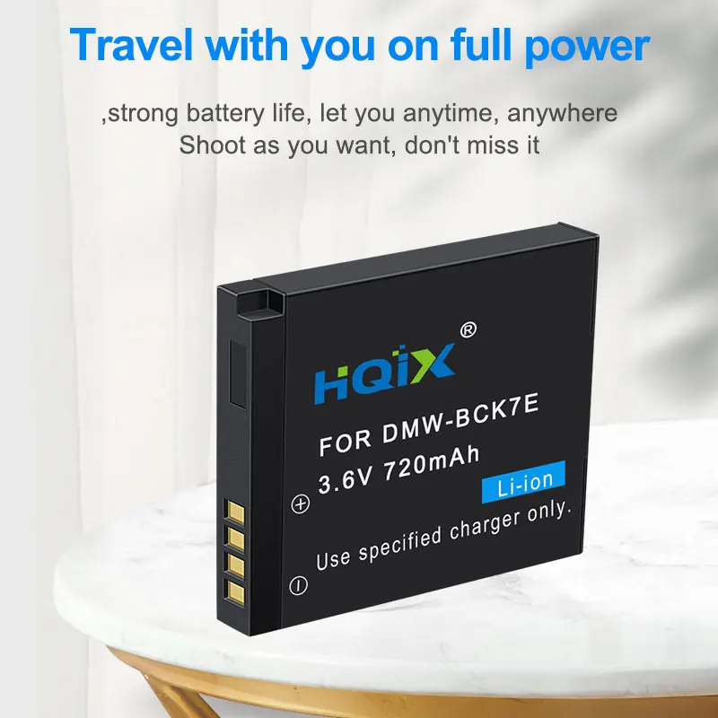 HQIX for Panasoinc DMC-FH2 FH4 FH5 FH24 FH25 FH27 FH6 FH7 FH8 FP5 FP7FS14 FS28 FS35 FS16 FS22  Camera DMW-BCK7E Charger Battery