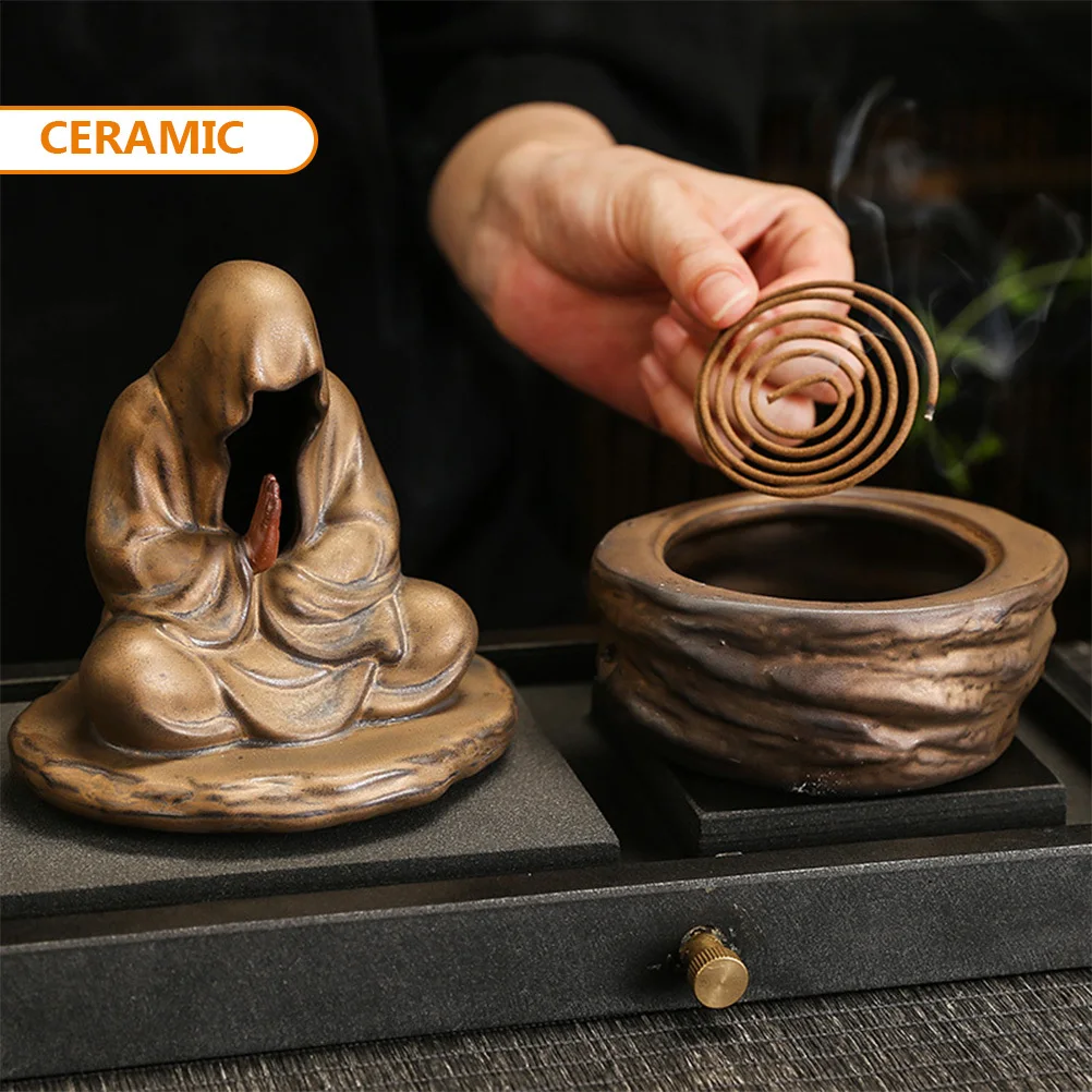 

Ceramic Incense Coil Holder Incense Burner for Home Office Yoga Room Table Decor Essential Aromatherapy Accessory