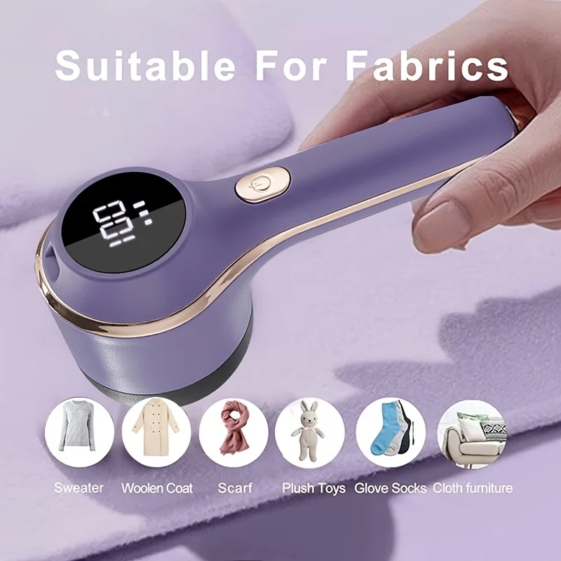 Electric Fabric Shaver & Lint Remover, Rechargeable Clothes Shaver with Digital Display, Efficient Pellet Remover for Sweater, J
