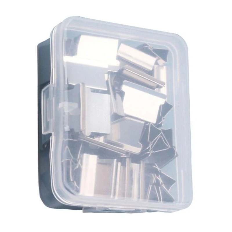 5asd Multi-purpose Paper Clamp Dispenser Reusable Metal Paper Clamp Refillable Clamp Dispenser 40 Sheets Capacity for Office