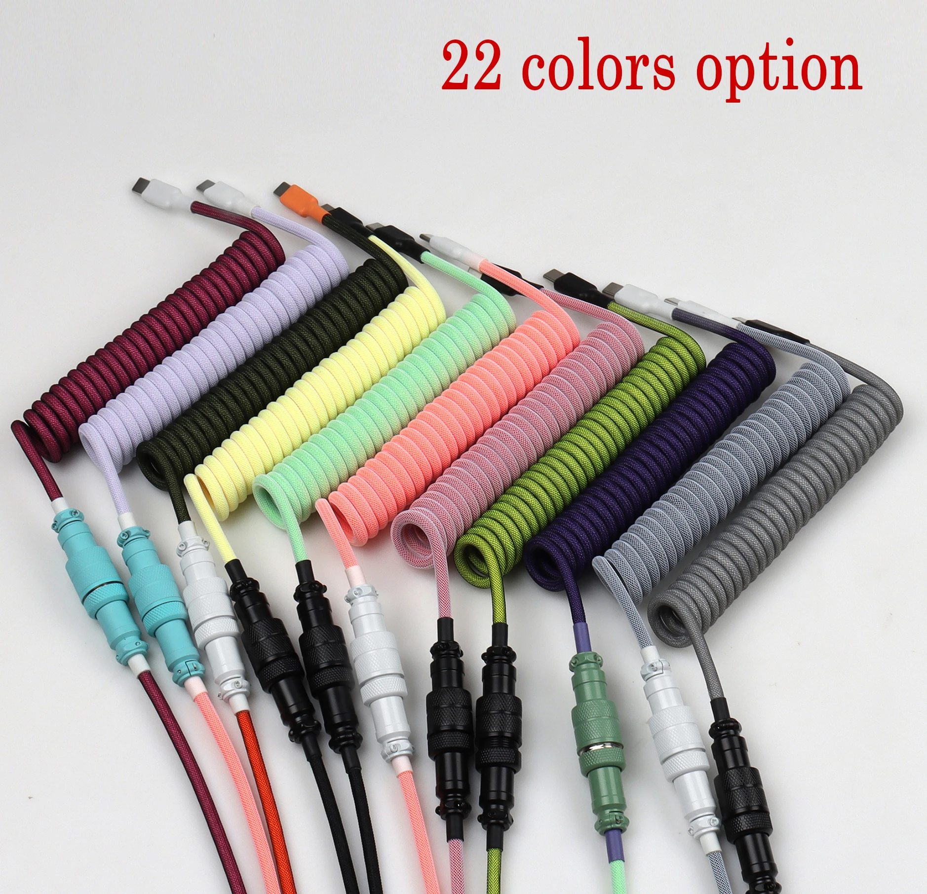 Type C to C Keyboard Cable Coiled for Tablet PC Double-Sleeved Wire with GX16 Detachable Aviator Connector