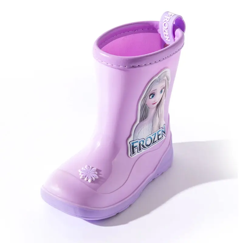 Disney Children\'s rain Boots for Girls Non-slip cute rubber shoes elsa Princess Girls Kindergarten waterproof boots