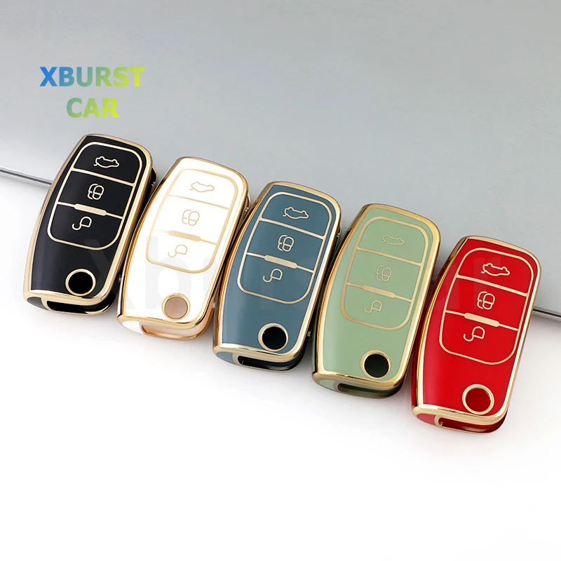 For Ford Focus 2 3 Ecosport C-Max S-Max Ka Mondeo Kuga Galaxy Fiesta TPU Car Folding Key Case Cover Shell Fob Holder Accessories