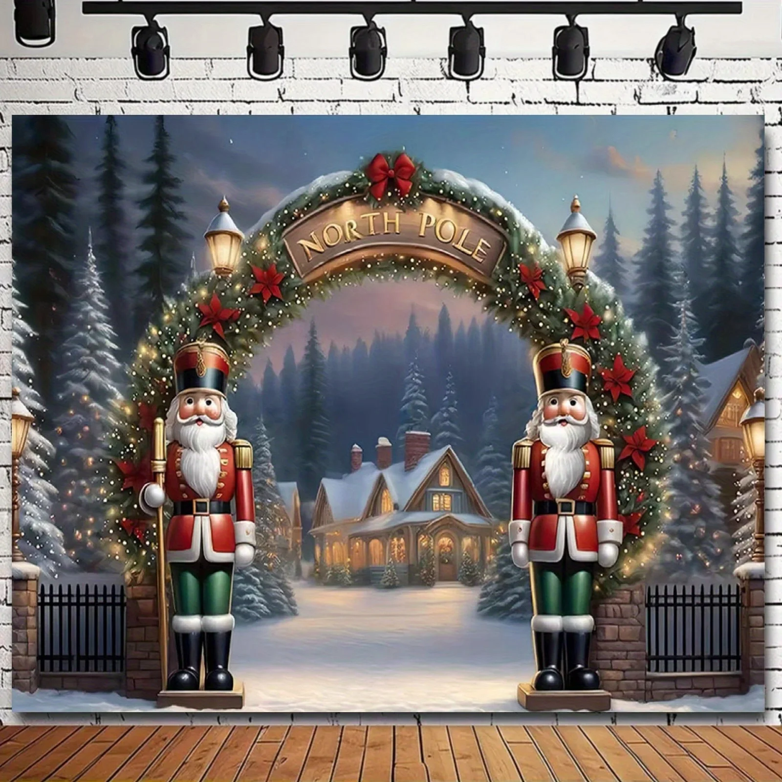 Nutcracker Soldier Backdrop North Pole Christmas Tree Snow Photography Background Family Xmas Eve Party Decors New Year Banner