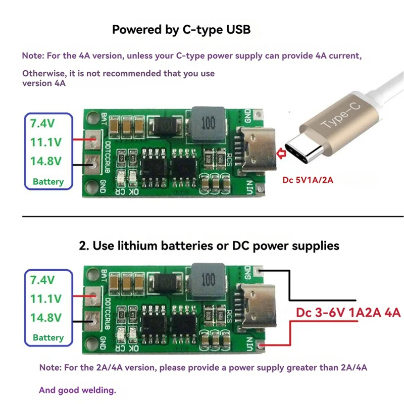 FFYY-Type-C USB a 8.4V 12.6V 16.8V Mini scheda caricabatteria per modulo caricabatterie boost step-up batteria Lipo/Li-
