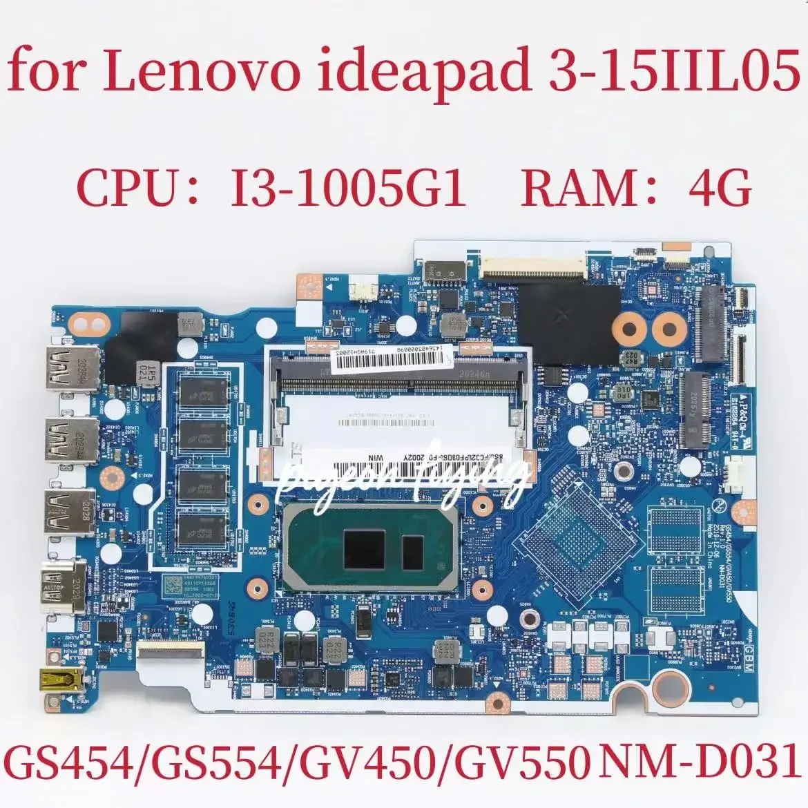 NM-D031 for Lenovo Ideapad 3-15IIL05 Laptop Motherboard CPU:I3-1005G1 UMA RAM:4G FRU:5B20S44270 5B21B36559 5B21B36558 5B20S44271