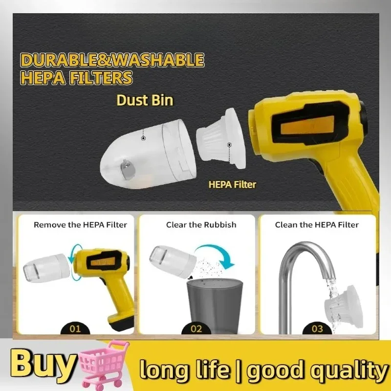 Handheld Car Vacuum Cleaner 10Kpa Cordless Dust Collect Machine Andair Blower Power Tool For DEWALT 20V Battery