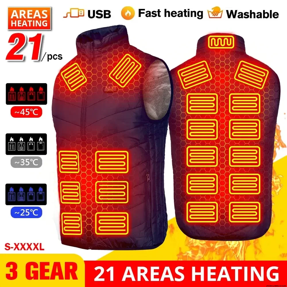 

﻿Men USB 21 Zone Heating Areas Vest Jacket women Winter Electric Heated Vest Waistcoat For Sports Hiking Oversized Heating Vest