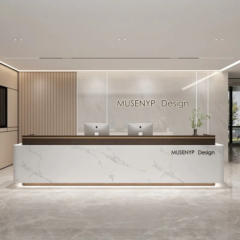 Deep Storage Front Desk Reception Counter Luxury Classic Business Reception Desks Clinic Long Mostrador Recepcion Furniture