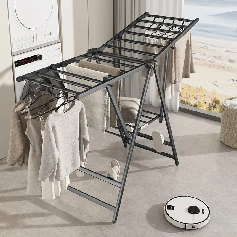 Wholesale Butterfly Drying Rack: Eco-Friendly 2-Tier Foldable X-Design, Adjustable Aluminum Floor Stand for Outdoor & Garden