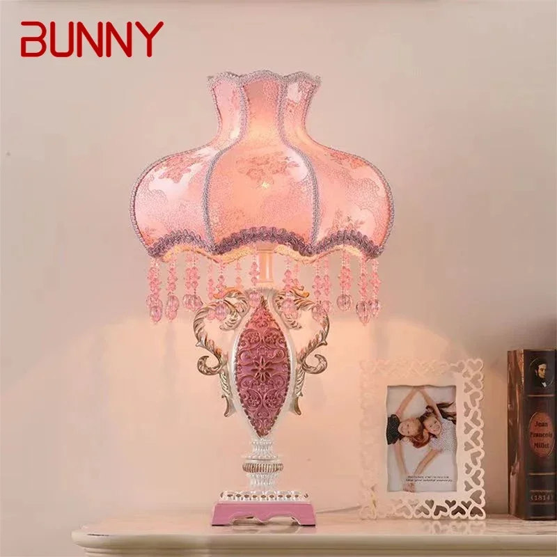 BUNNY European Table Lamp Luxurious Living Room Bedroom Girl's room Study Villa LED Creativity Bedside Desk Light