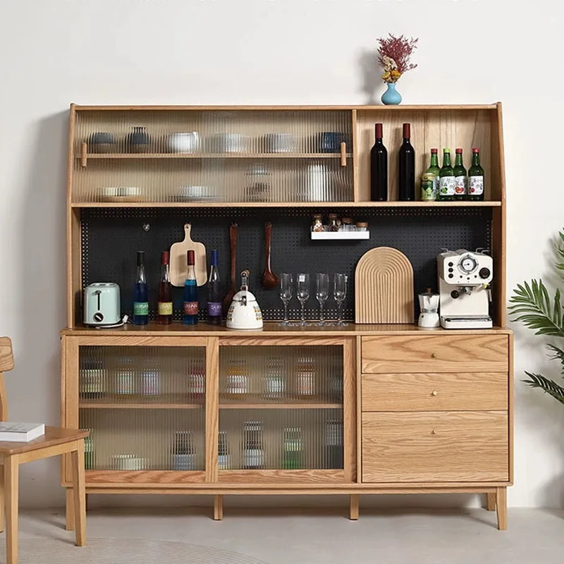 

All solid wood red oak multi-size side cabinet dining room living room multi-function storage cabinet solid wood drawer