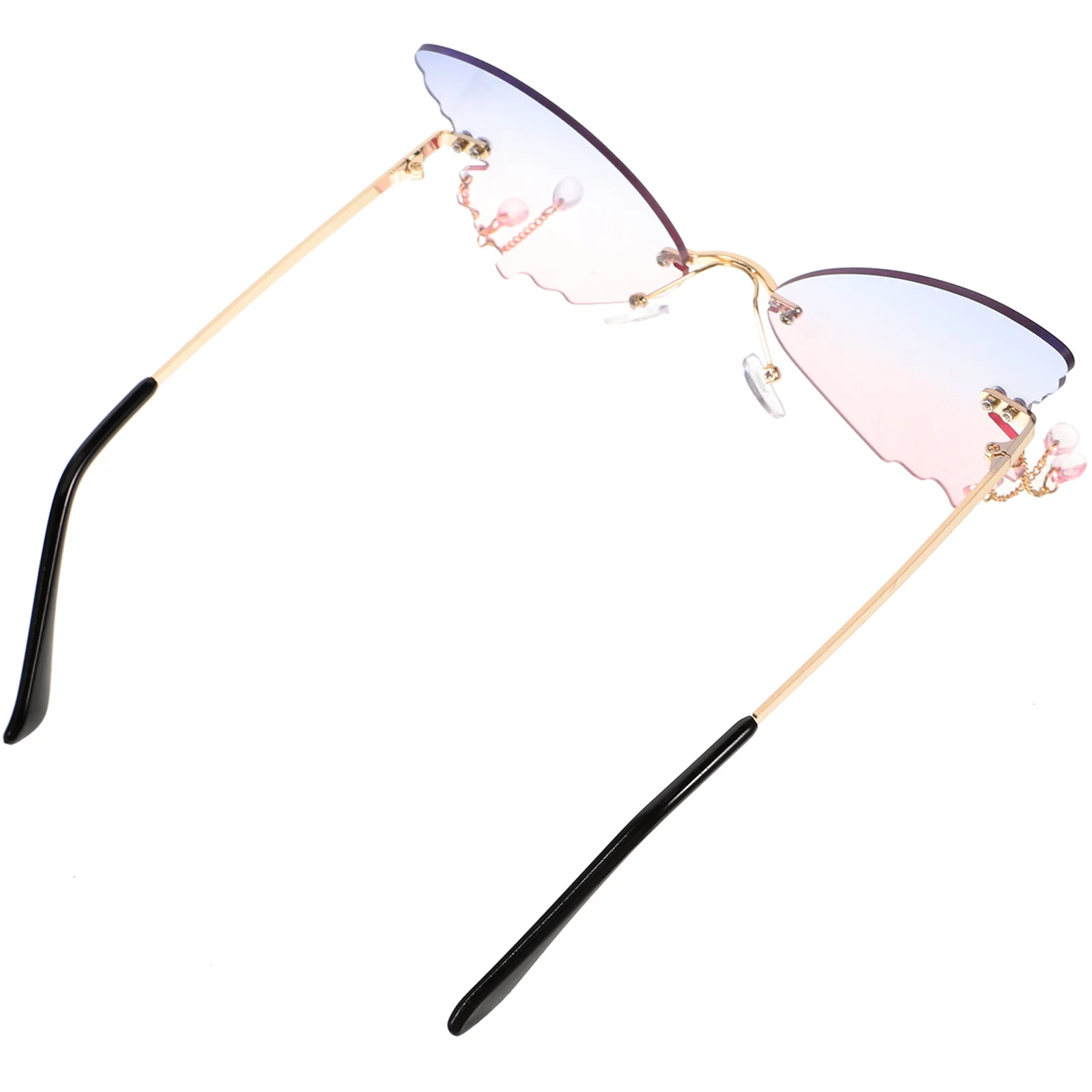 

Sunglasses Oversized Butterfly Rimless PC Ocean Slices Lens 90s Women Beach Cool Teen Glasses