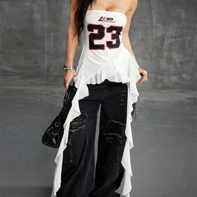 

Лето 2025 г., сексуальный укороченный топ с открытой спиной y2k, жилет с круглым вырезом, укороченный топ, футболка, мягкий топ без бретелек, разноцветный вечерние сексуальный топ