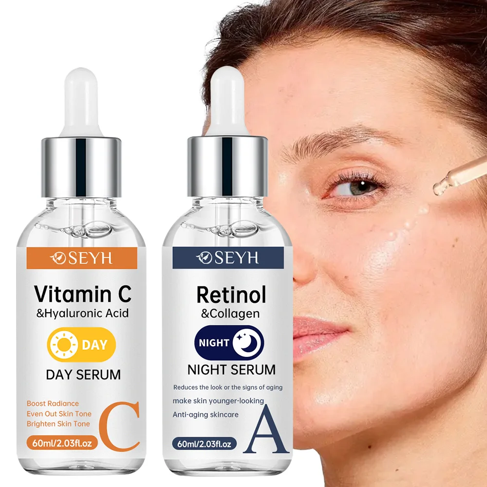 

SEYH витамин С + ретинол ночной день эссенция двойной увлажняющий набор 2 шт. коллаген ниацинамид алоэ вера увлажняющий осветляющий кожу
