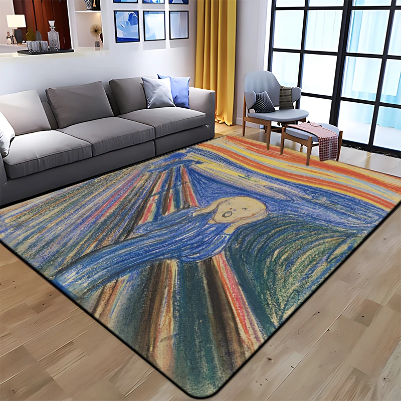 Famous Art Printed Oil Painting Carpet for Living Room Rugs Camping Stranger Things Picnic Mats Anti-Slip E-sports Rug Yoga Mat