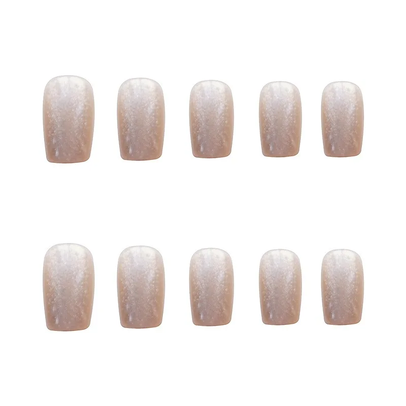 24pcs Medium Short False Nails for Gluing Woman Cat Eyes Cheap Finger Nails Press Ons Girls Artificial Glue on Nails with Glue