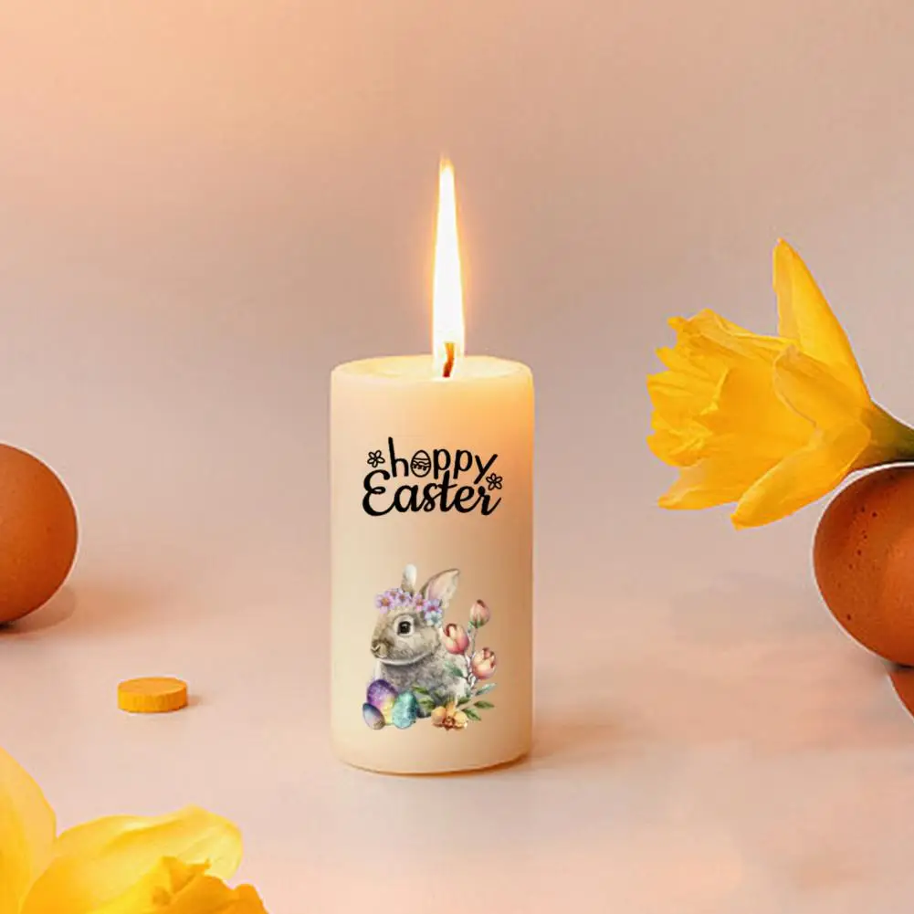 Candle Decoration Sticker Easter Festival Decoration Set with Bunny Colorful Egg Carrot Sticker for Tea Taper Cylindrical