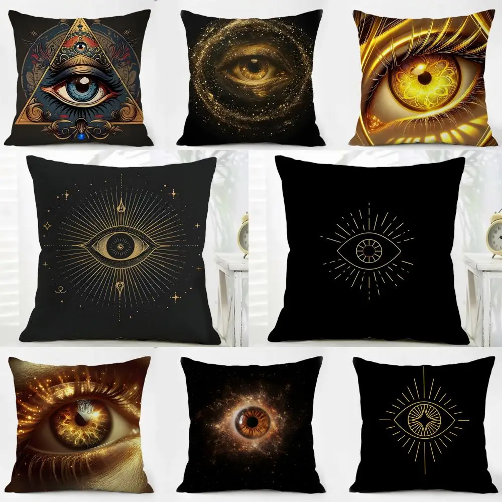 Simple Fashion B-Brass Golden Eyes Sharp Cushion Cover Washable Linen Pillowcase Soft  for Daily Sofa Bed Home Room Decor