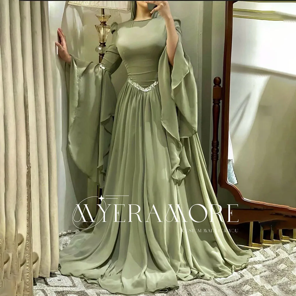 

Элегантное женское вечернее платье с круглым вырезом и аппликацией, драпированные длинные платья для выпускного вечера, вечернее банкетное платье с аппликацией по индивидуальному заказу