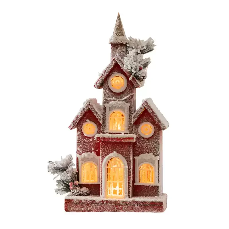 Christmas decoration Nordic retro wooden cabin LED warm light desktop decoration atmosphere arrangement