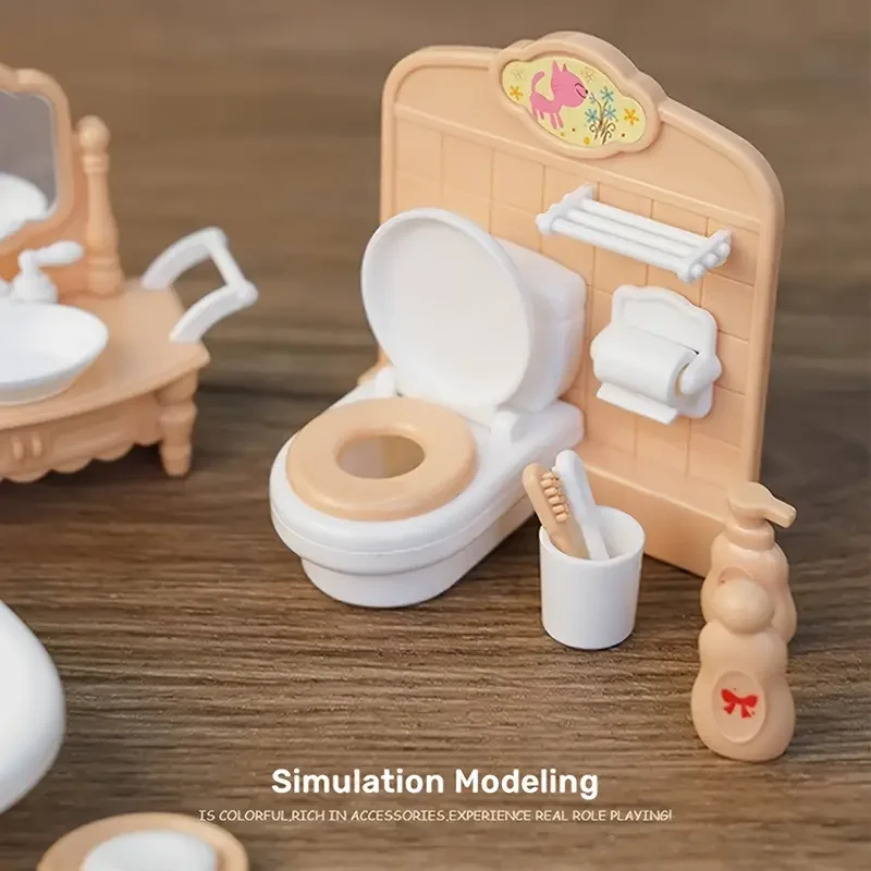 Set di mobili per mini casa delle bambole - scala 1:12 per l'arredamento della camera da letto, del soggiorno e del bagno |   Il regalo ideale per le miniature di case delle bambole