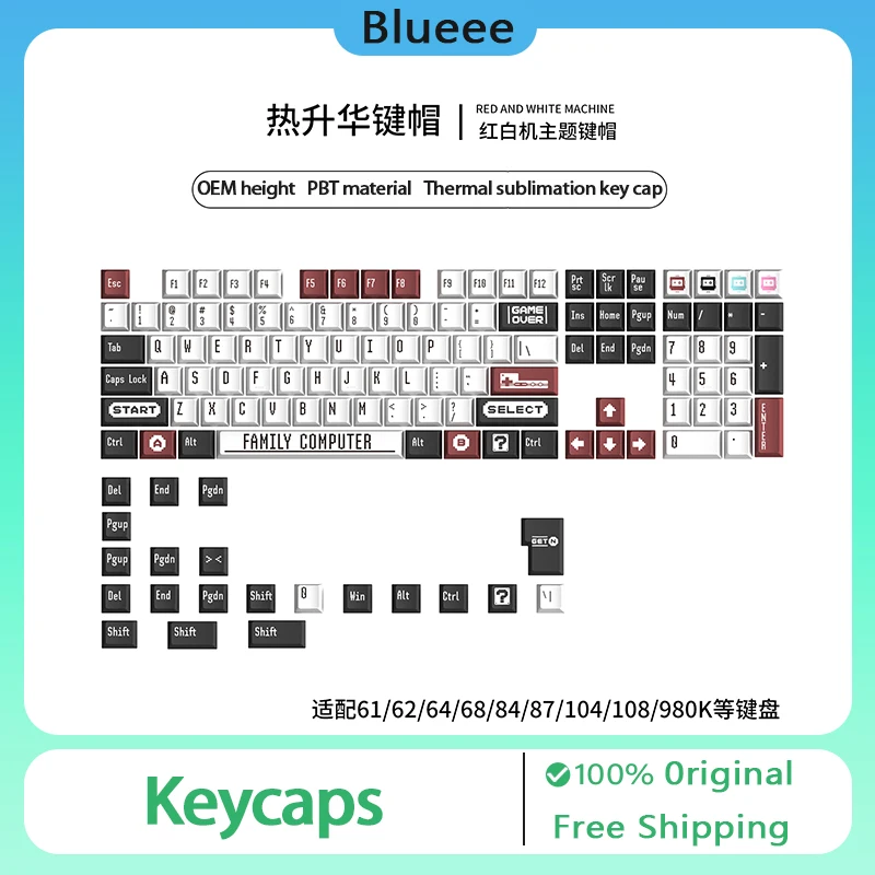 129 Keys Arabic Keycaps Set PBT/ABS Cherry Profile OEM Keycap Gaming Custom Personalised Cute XDA Profile Mechanical Keyboard