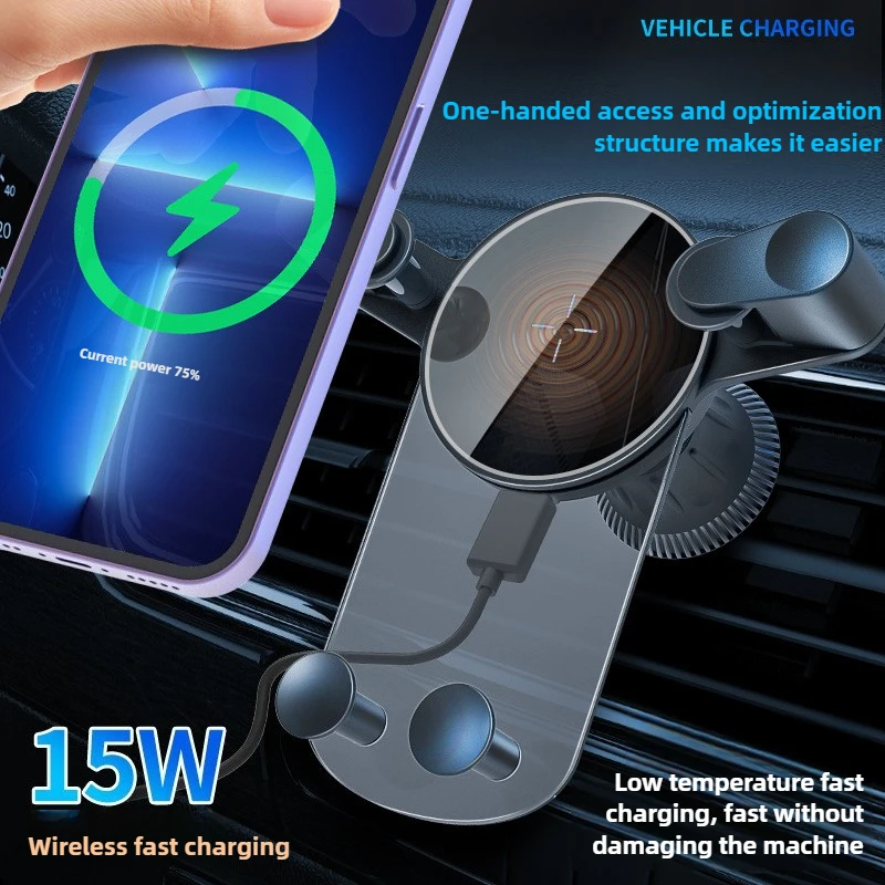 15W Wireless Car Wireless Charger Mobile Phone Holder Gravity Induction Car Air Outlet Fast Wireless Charging for iPhone Samsung
