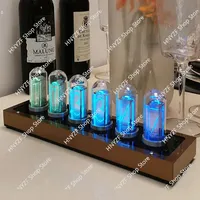 RGB Nixie Tube Clock Digital Led Clock Luxury Metal Vacuum Tube Watch Light Gold Desktop Clocks Lamp Vintage Home Decoration