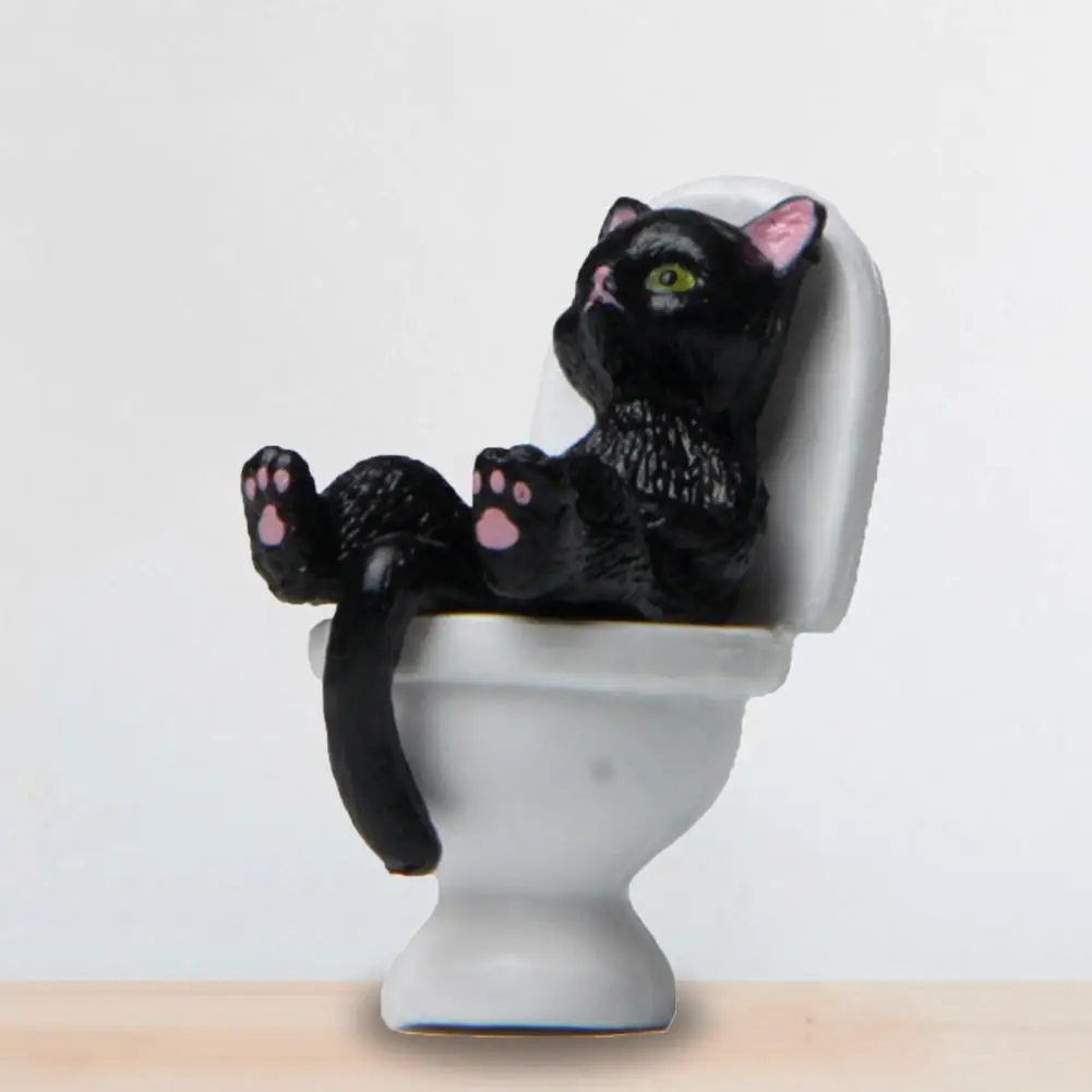 Figurine Fun Vivid Funny Cat Spiritual Consolation PVC Appearance Toilet Series Cat Statue Party Supplies