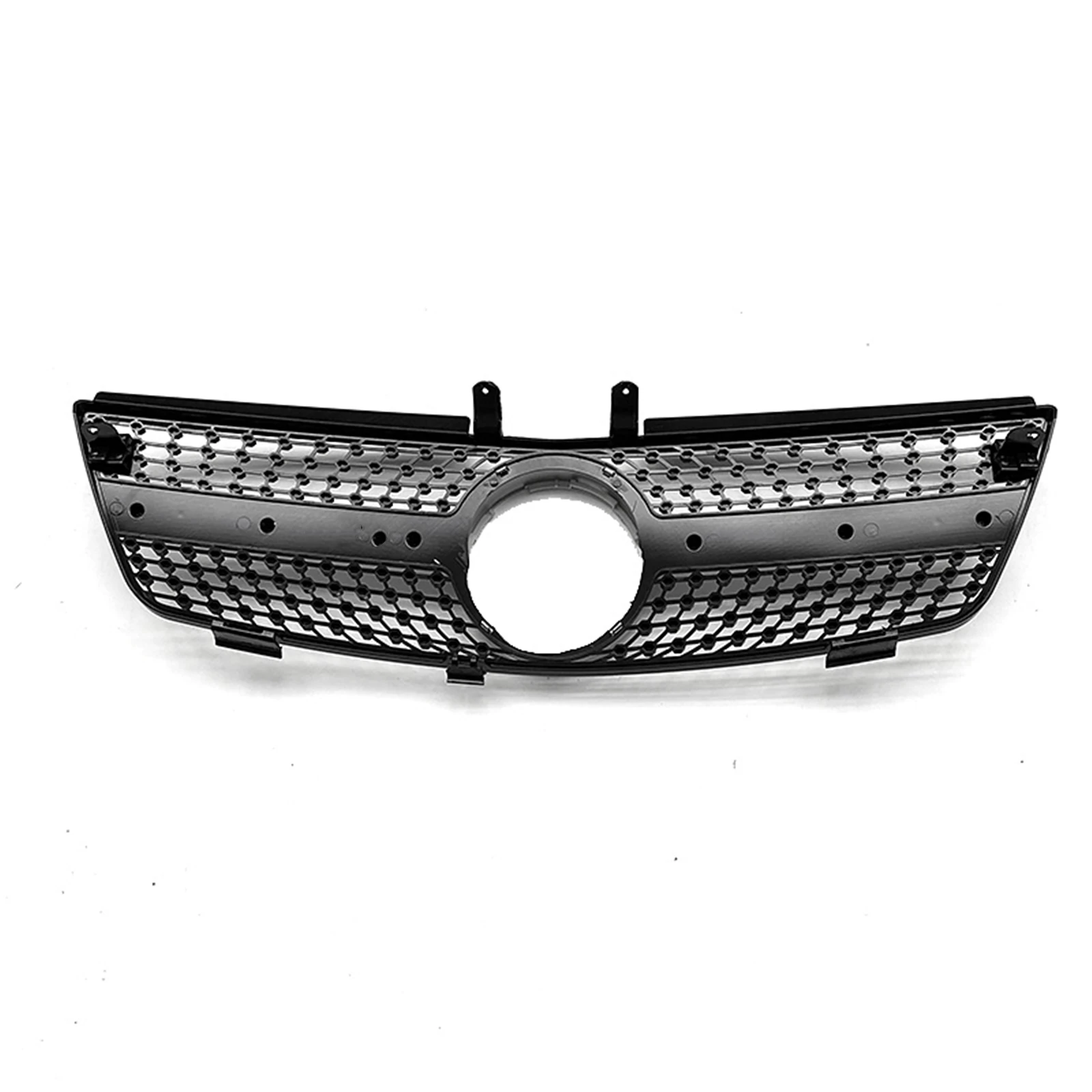 For Mercedes Benz ML Class W164 ML320 ML350 ML500 2005-2008 Silver/Black Upper Bumper Hood Mesh Grid Front Grille Racing Grill