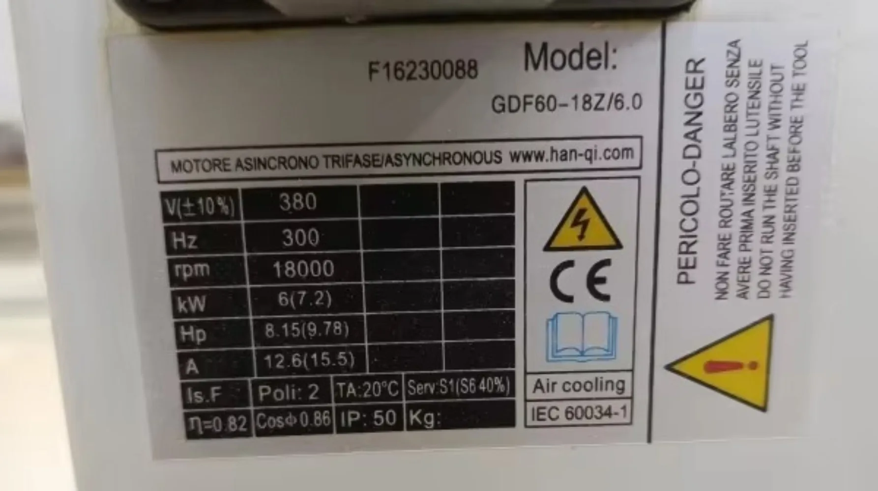 Wood Working Air-cooled Spindle GDF60-18Z/6.0  380/220V  for  Engraving Machine Accessories
