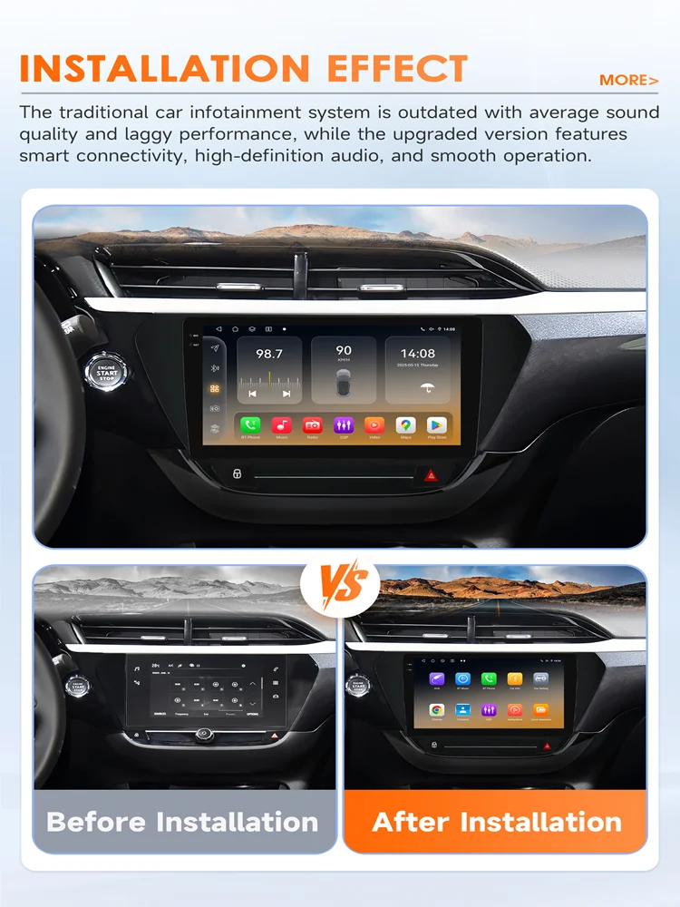 9-Zoll-Wireless-Carplay-Android-Auto-Autoradio für Opel Corsa F 2019 - 2023 Multimedia-Videoplayer GPS-Navigation Stereo-Audio 2DIN 360-Kamera DSP RDS Bluetooth-Headunit