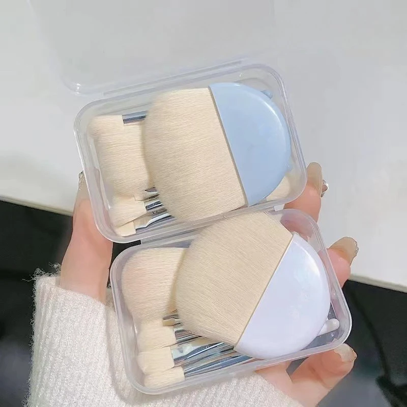 6 pçs mini pincéis de maquiagem de viagem conjunto macio corretivo escova beleza fundação sombra de olho ferramenta escova de cílios ferramentas cosméticas com caixa