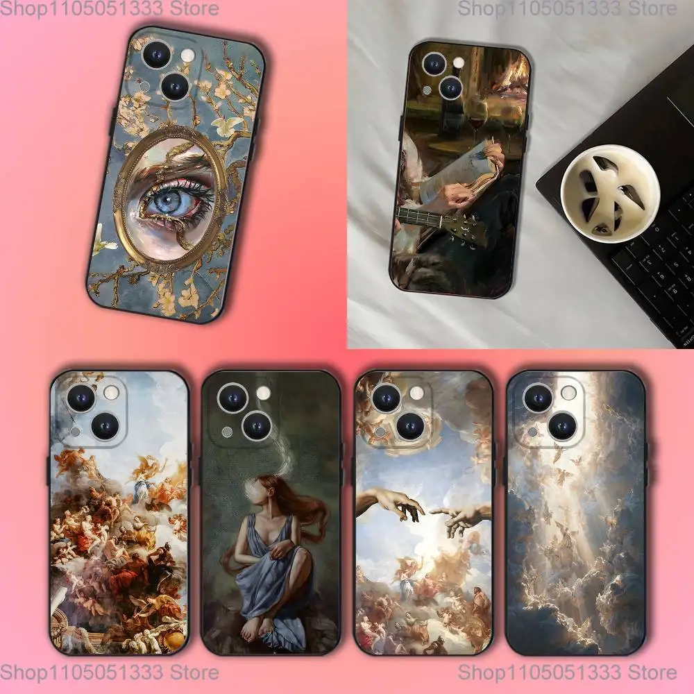 

Renaissance Art Painting Phone Case For iPhone 16,15,14,13,12,11,Pro,XS,Max,XR,Plus,E,SE4,Mini Black Soft Cover