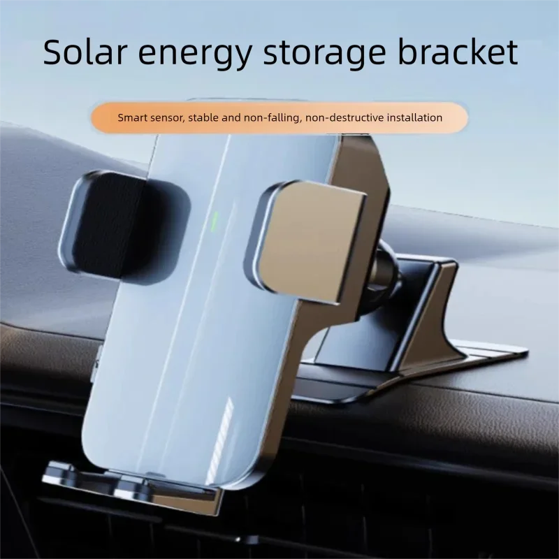 

For Innovative Solar Energy Storage Car Phone Holder, Electric Sensor Auto Clamp, Car Navigation Stand, Sticker Mount